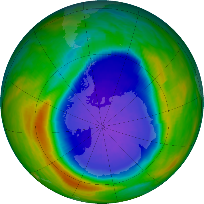 Antarctic ozone map for 05 October 1990
